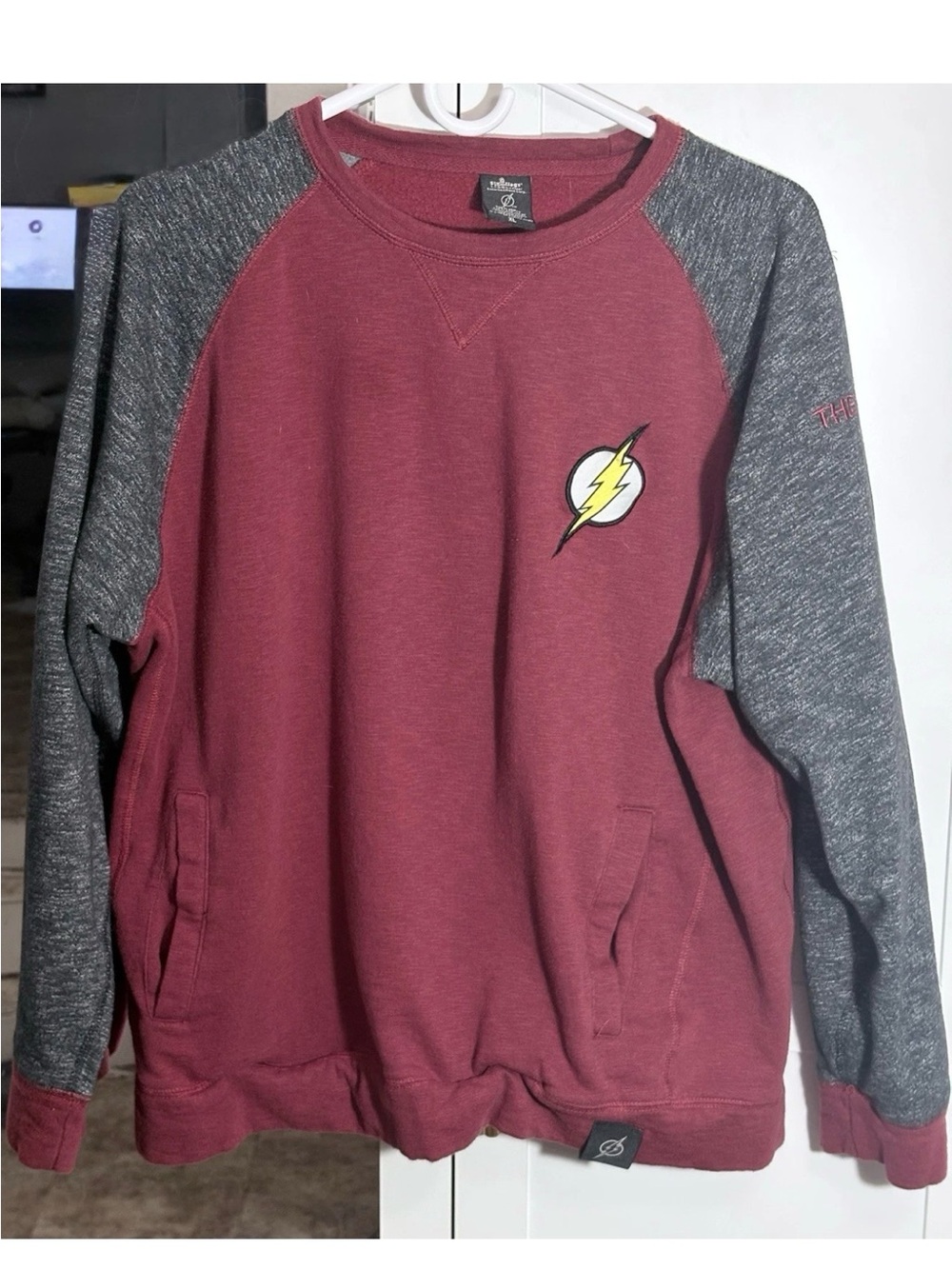 The Flash Crewneck Sweater - Maroon & Gray